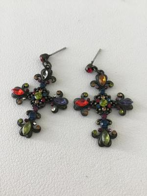 Beautiful colorful cross dangle earrings