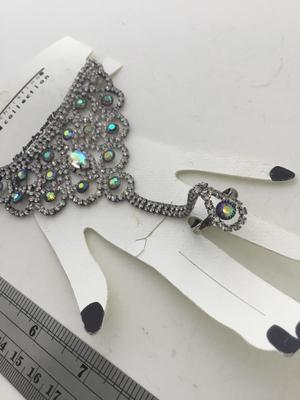 Stunning Christina collection rhinestone hand bracelet with ring