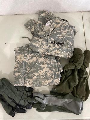 Army uniform, gloves, and socks