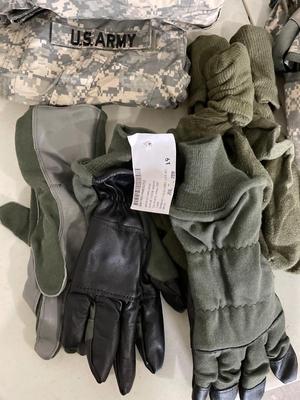 Army uniform, gloves, and socks