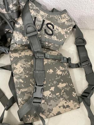 Army backpack, hydration carrier and two pouches