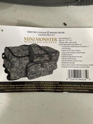 Wheeled, mini monster duffel