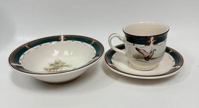 IRELAND 9198 WICKLOW GREEN by Keltcraft designed by Noritake 3 pieces - cup and saucer with bowl