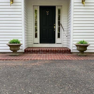 O531 Pair of Vintage Large Concrete Pedestal Planters