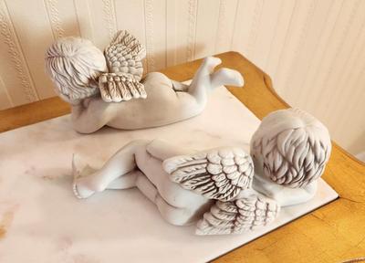 Lot #92 Pair of Bisque porcelain Angels