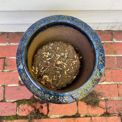O543 Glazed Blue Terra Cotta Flower Pot