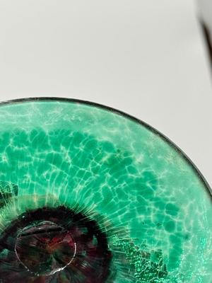 LOT 1L: Chris Baker Salmon Signed Wine Glasses & Signed 1996 Art Glass Vase