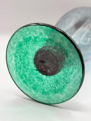 LOT 1L: Chris Baker Salmon Signed Wine Glasses & Signed 1996 Art Glass Vase