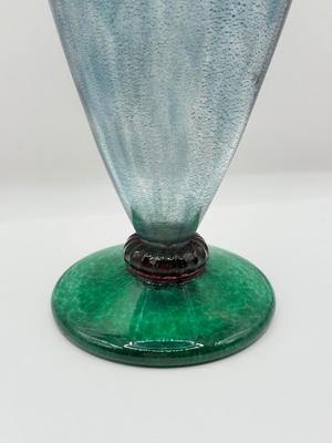 LOT 1L: Chris Baker Salmon Signed Wine Glasses & Signed 1996 Art Glass Vase