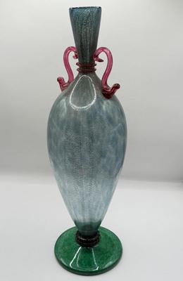 LOT 1L: Chris Baker Salmon Signed Wine Glasses & Signed 1996 Art Glass Vase