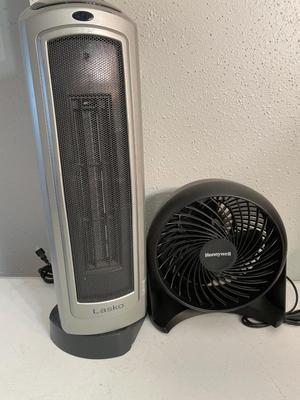 Lasko heater and Honeywell fan