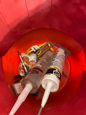 Tool bucket, six pack LED, recessed kit and 3M hand mask