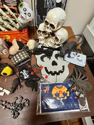 Vintage LOT of Halloween Home Decor and Accessories - skulls, eyeballs, spiders, rats, etc
