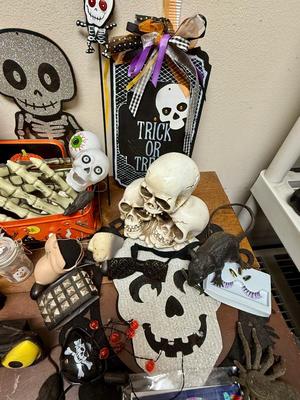 Vintage LOT of Halloween Home Decor and Accessories - skulls, eyeballs, spiders, rats, etc