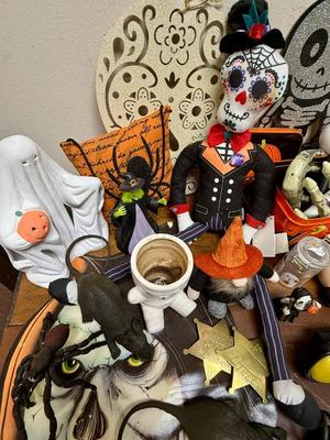 Vintage LOT of Halloween Home Decor and Accessories - skulls, eyeballs, spiders, rats, etc