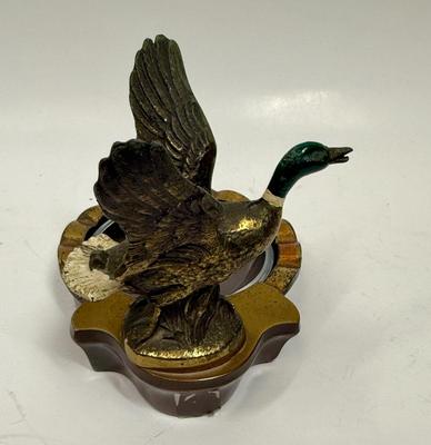 Vintage Cast Brass Metalware Duck Ashtray with glass insert