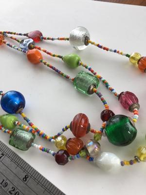 Unmarked unique colorful beaded multilayer statement necklace