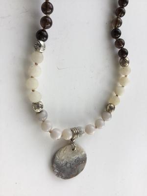 Vintage stone marbel type heavier beaded necklace