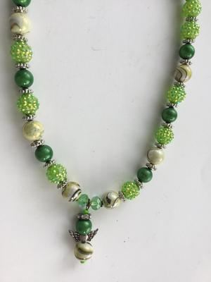 Unmarked green beaded unique necklace
