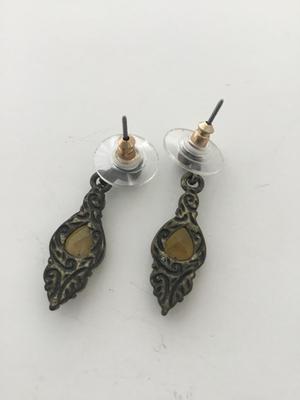 Beautiful green and amber colored dangle earrings