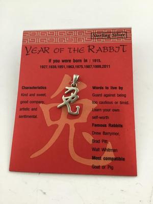 Sterling silver year of the rabbit charm