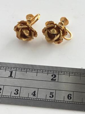 NE marked vintage rosé earrings