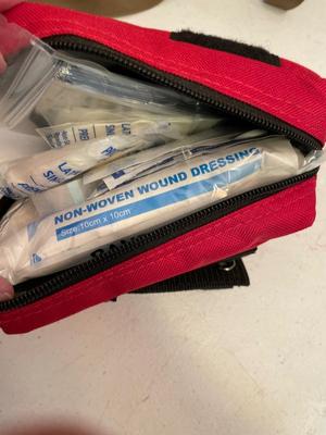 Large backpack and first aid kit