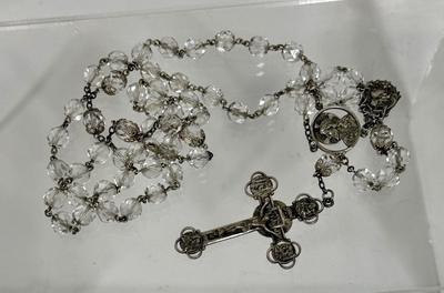 Vintage Crystal Bead Rosary Necklace