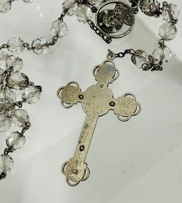 Vintage Crystal Bead Rosary Necklace