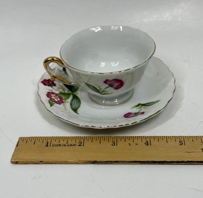Vintage China Tea Cup & Saucer with Fuchsia Floral pattern