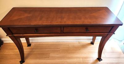 Lot #100 Contemporary Side Foyer Sofa Table - 2 drawers