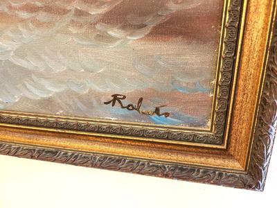 Lot #101 Original Oil on Canvas - Seascape - Indistinctly signed "Roberts"?