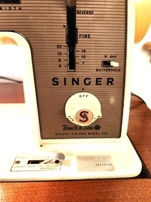Lot #105 Vintage Singer Electric Sewing Machine in Cabinet - Singer "Touch & Sew" - Zig Zag model