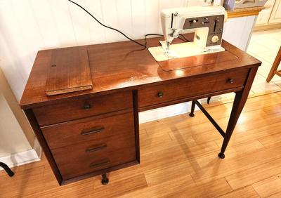 Lot #105 Vintage Singer Electric Sewing Machine in Cabinet - Singer "Touch & Sew" - Zig Zag model