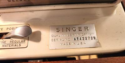 Lot #105 Vintage Singer Electric Sewing Machine in Cabinet - Singer "Touch & Sew" - Zig Zag model