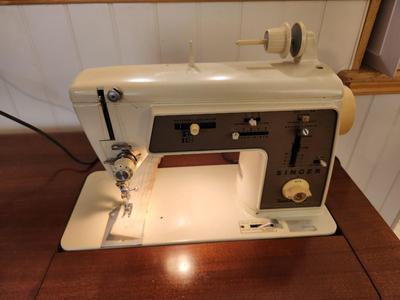 Lot #105 Vintage Singer Electric Sewing Machine in Cabinet - Singer "Touch & Sew" - Zig Zag model