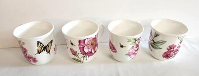 Lot #107 Lot of 4 Leniox Butterfly Garden Coffee Cups