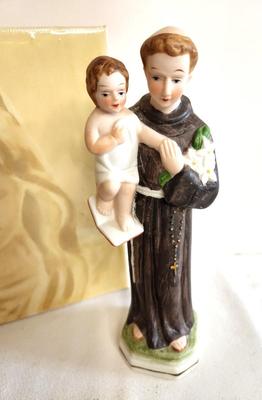 Lot #108 Blessed Virgin Mary art piece and vintage St. Anthony Statue