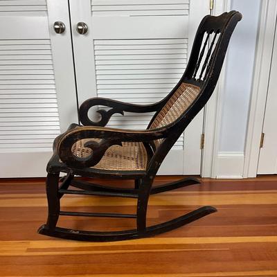 UBC670 Antique Victorian Caneback Scroll Arm Rocking Chair