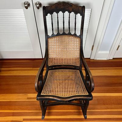 UBC670 Antique Victorian Caneback Scroll Arm Rocking Chair