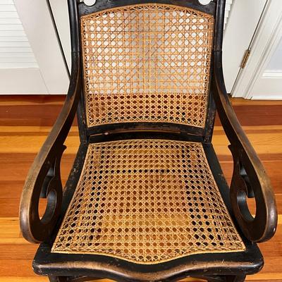 UBC670 Antique Victorian Caneback Scroll Arm Rocking Chair
