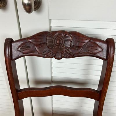 UBC673 Antique Two Needlepoint Seat Chairs and Footstool