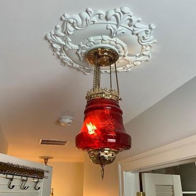UBC675 Antique Cranberry Glass Chandelier