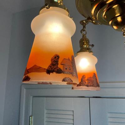 UH676 Antique Four Globe Hanging Chandelier