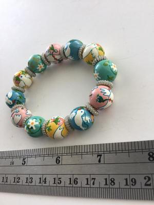 Vintage hand painted stretchy bracelet