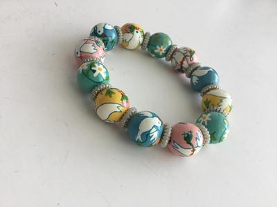Vintage hand painted stretchy bracelet