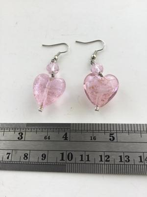 Pink heart dangle fashion earrings