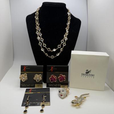 Swarovski Brooches, Earrings, & Necklace (ST-HS)