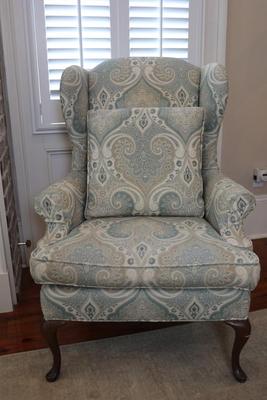 Vintage Tall Wingback Chair with Elegant Paisley Upholstery