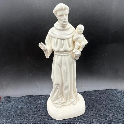 Ceramic Statue St. Anthony Holding Infant Jesus Figurine 10" tall